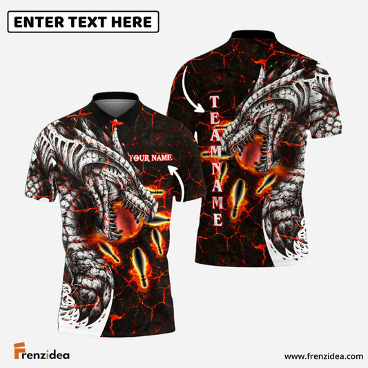Frenzidea Magma Dragon Bowling Personalized Name, Team Name 3D Shirt (4 Colors)