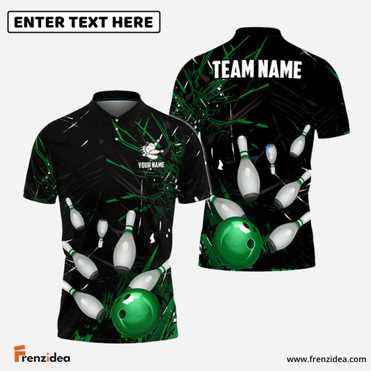Frenzidea Bowling And Pins Break Glass Pattern Customized Name 3D Shirt (5 Colors)