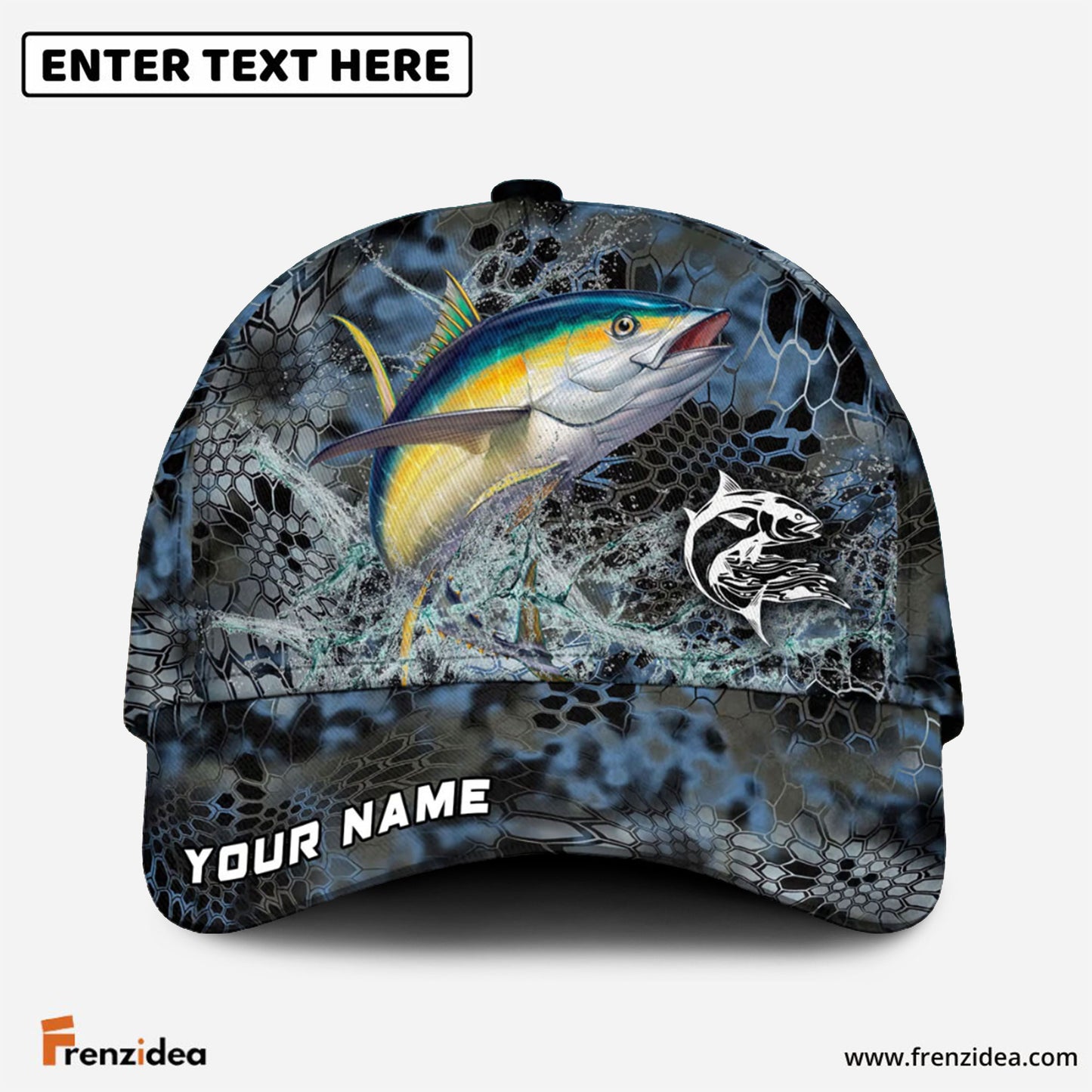 Frenzidea Tuna Fishing Blue Kryptek Camo Personalized Cap