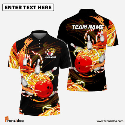 Frenzidea Bowling And Pins Breath Of Thunder Flame Customized Name 3D Shirt (4 Colors)