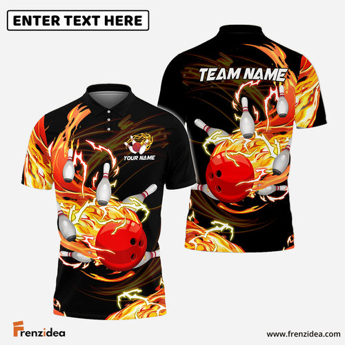 Frenzidea Bowling And Pins Breath Of Thunder Flame Customized Name 3D Shirt (4 Colors)