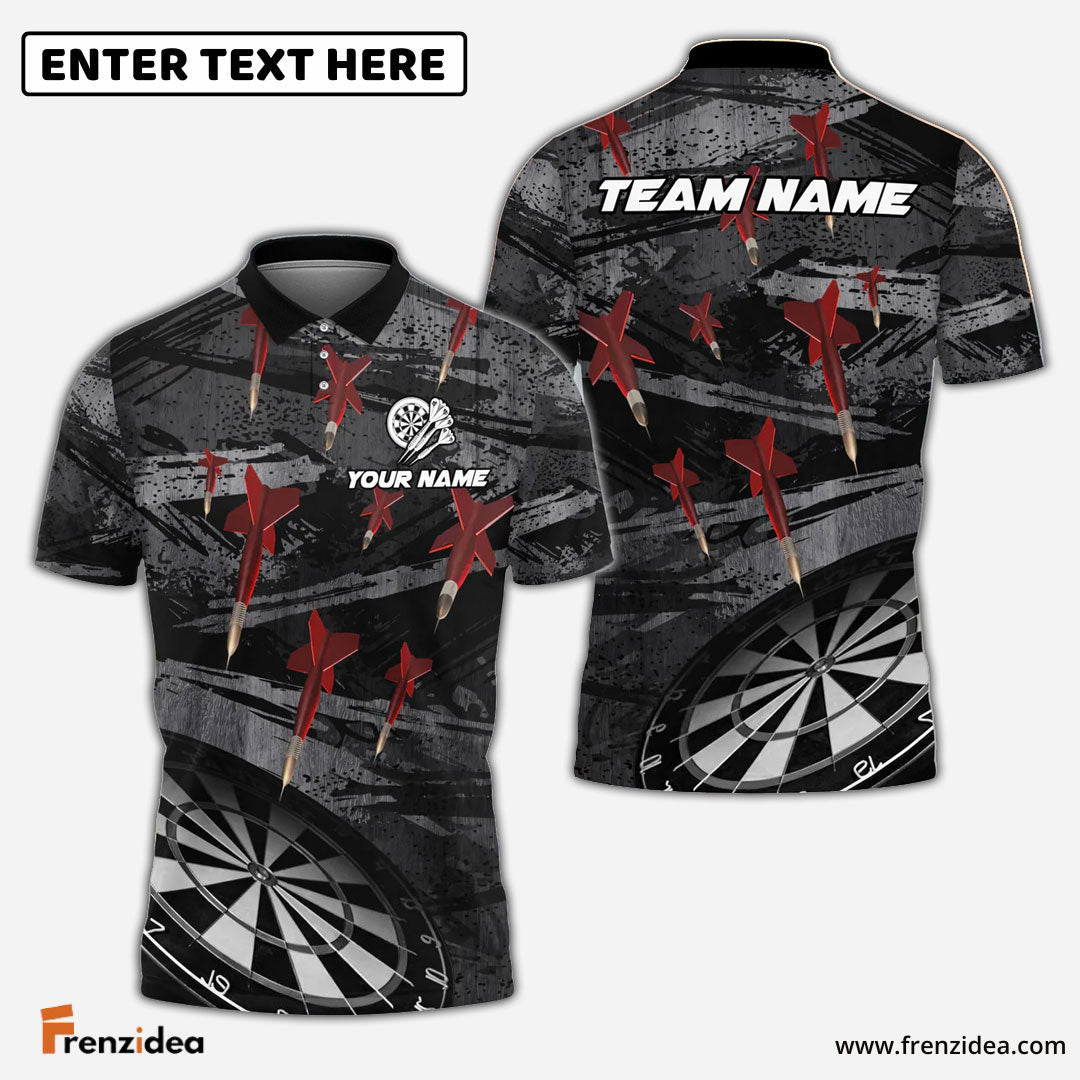 Frenzidea Darts Grunge Arrow Rain Multicolor Options Personalized Name Shirt (4 Colors)