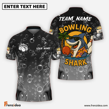 Frenzidea Bowling And Pins Funny Cartoon Shark, Bubble Design Customized Name 3D Shirt (4 Colors)