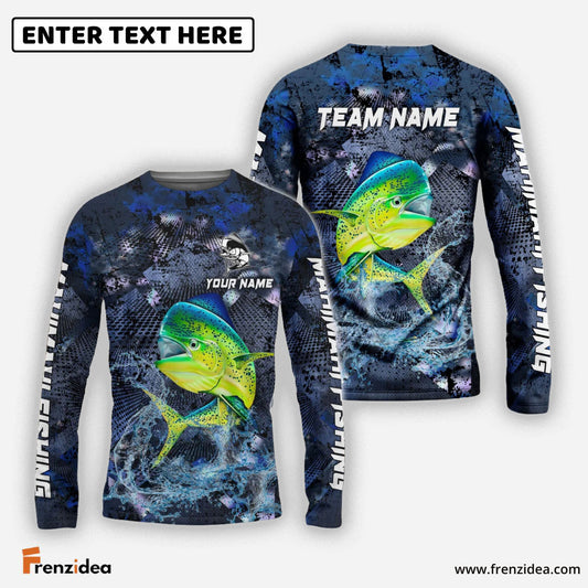 Frenzidea Mahi mahi Fishing Dark Blue Camouflage Custom Name & Team Name 3D Shirts