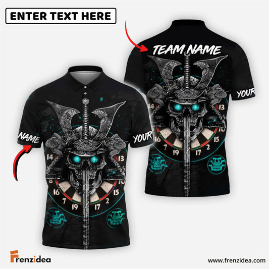 Frenzidea Darts Skull Samurai Personalized Name, Team Name Shirt (4 Colors)