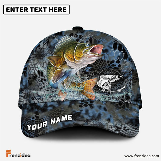 Frenzidea Walleye Fishing Blue Kryptek Camo Personalized Cap