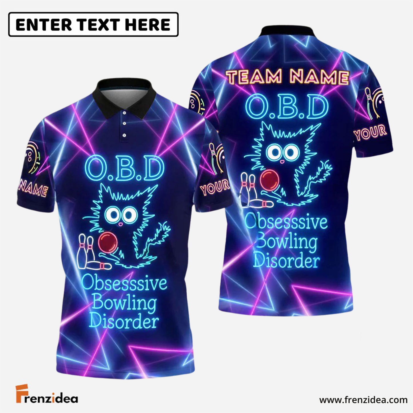 Frenzidea Bowling O.B.D - Obsessive Bowling Disorder Customized Name, Team Name 3D Shirt