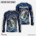 Frenzidea Striped Bass Fishing Dark Blue Camouflage Custom Name & Team Name 3D Shirts
