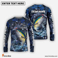 Frenzidea Tuna Fishing Dark Blue Camouflage Custom Name & Team Name 3D Shirts