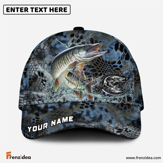 Frenzidea Musky Fishing Blue Kryptek Camo Personalized Cap