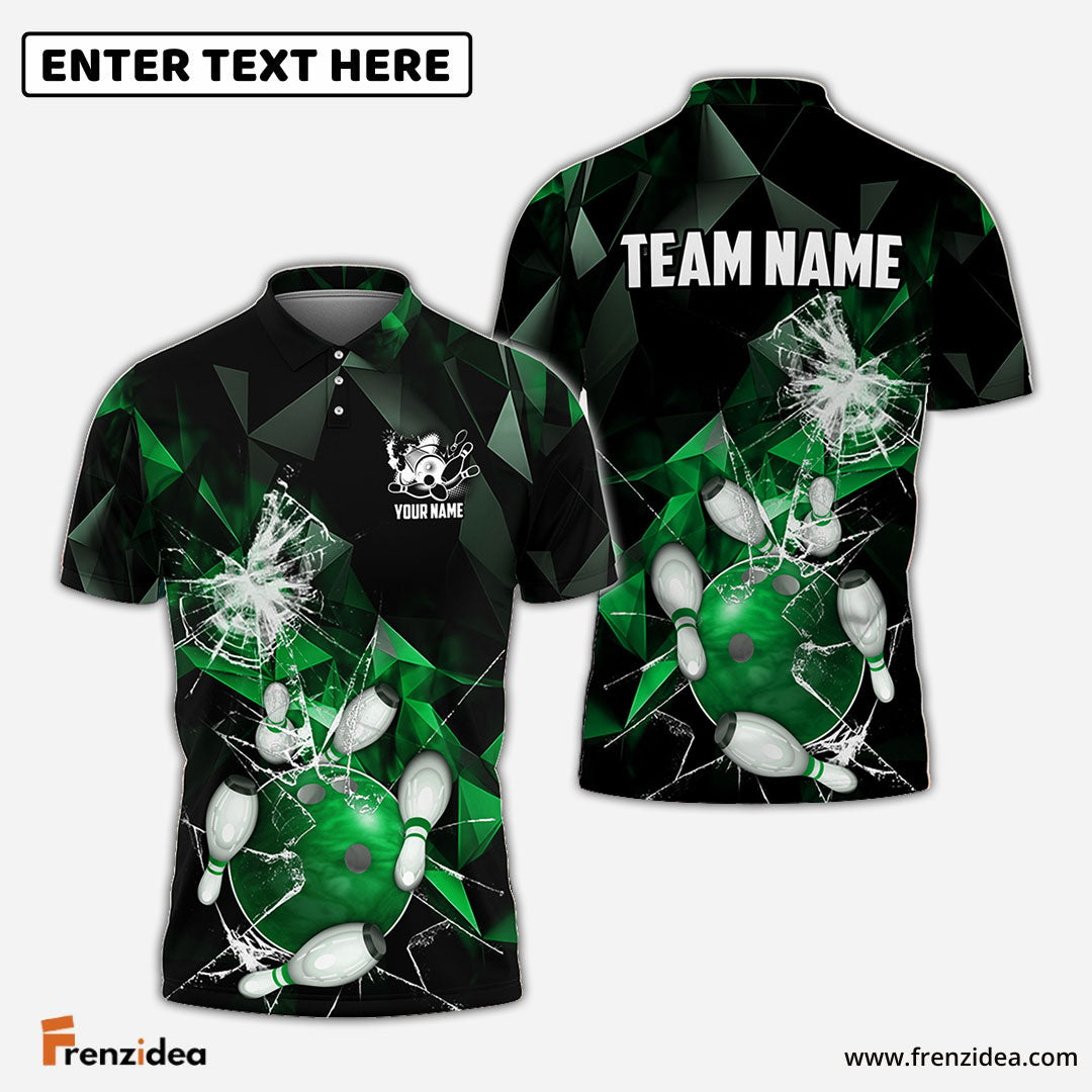 Frenzidea Bowling And Pins Broken Glass Customized Name 3D Shirt ( 6 Colors)
