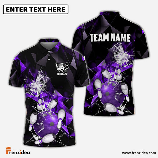 Frenzidea Bowling And Pins Broken Glass Customized Name 3D Shirt ( 6 Colors)