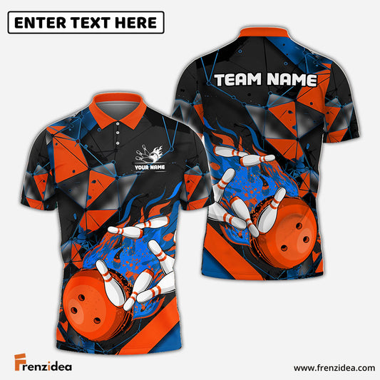 Frenzidea Bowling And Pins Colorful Flame Throw Customized Name 3D Shirt (4 Colors)