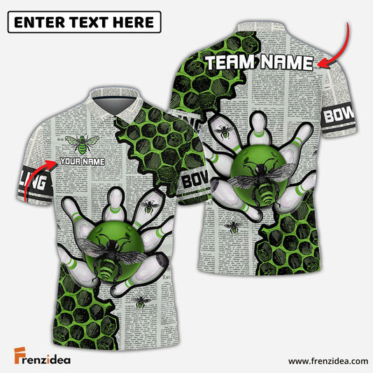 Frenzidea Bowling And Pins Let It Bee Customized Name 3D Shirt (4 Colors)