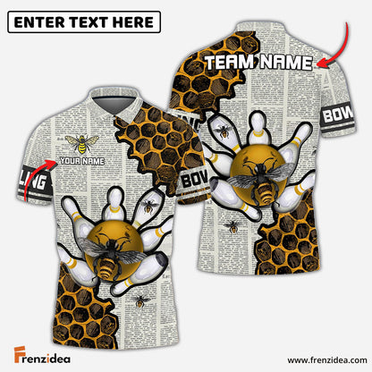 Frenzidea Bowling And Pins Let It Bee Customized Name 3D Shirt (4 Colors)