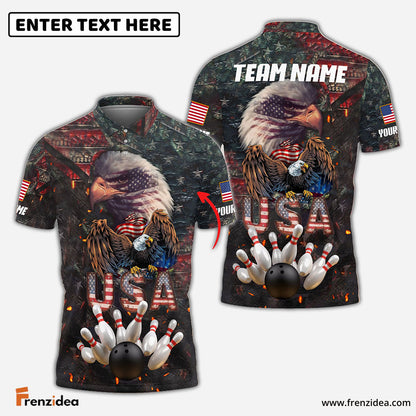 Frenzidea Bowling Eagle The Pride Of America Customized Name, Team Name 3D Shirt