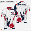 Frenzidea Bowling And Pins American Flag Customized Name, Team Name 3D Shirt (4 Options)