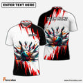 Frenzidea Bowling And Pins Black Red Customized Name 3D Shirt