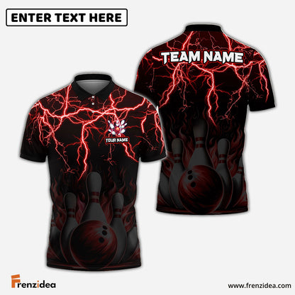 Frenzidea Bowling And Pins Thunder Storm Pattern Customized Name 3D Shirt (4 Colors)