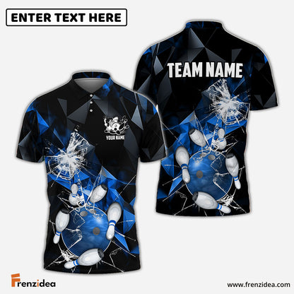 Frenzidea Bowling And Pins Broken Glass Customized Name 3D Shirt ( 6 Colors)