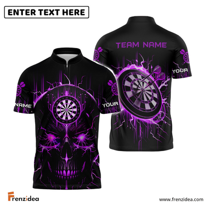 Frenzidea Darts Lightning Skull Personalized Name, Team Name 3D Shirt (4 Colors)