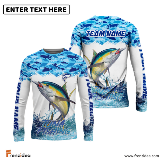 Frenzidea Tuna Fishing Blue Water Camo Custom Name & Team Name 3D Shirts