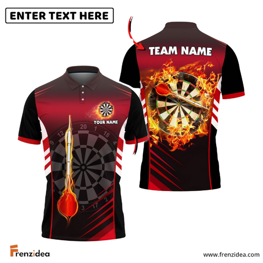 Frenzidea Darts Fire Arrow Personalized Name, Team Name 3D Shirt (6 Colors)