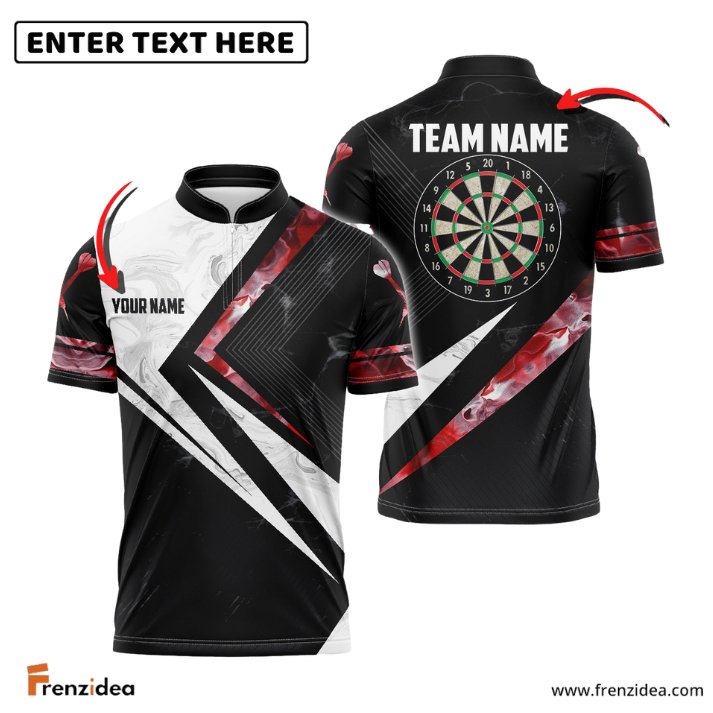 Frenzidea Red White Smoke Darts Personalized Name, Team Name 3D Shirt (4 Colors)