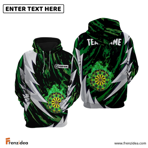 frenzidea Dart Green Fire Personalized Name 3D Hoodie