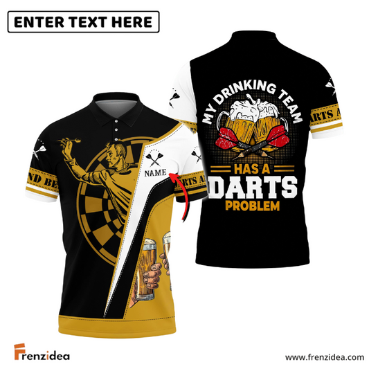 Frenzidea Drinkers Play Darts Personalized Name, Team Name 3D Shirt