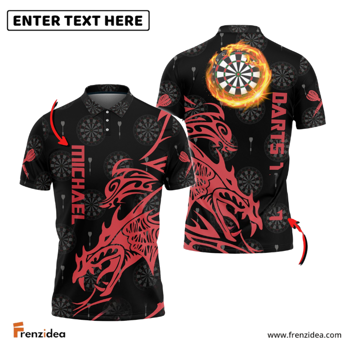 Frenzidea Red Dragon Tribal Custom Darts Shirts