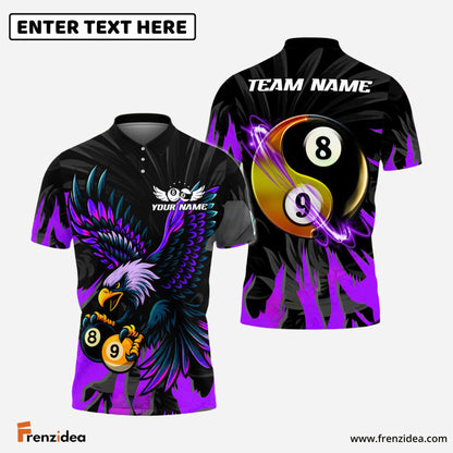 Frenzidea Billiards Ball 8&9 Yinyang Eagle Flame Personalized Name Shirt (4 Colors)