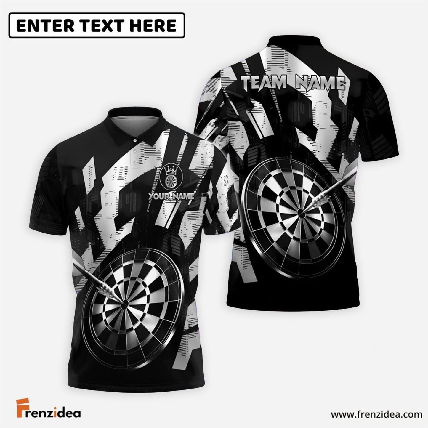 Frenzidea Darts Golden Precision Personalized Name, Team Name Shirt (6 Colors)