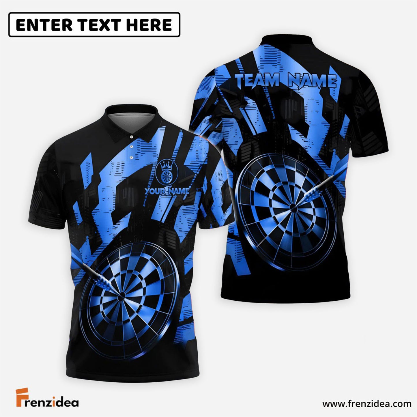Frenzidea Darts Golden Precision Personalized Name, Team Name Shirt (6 Colors)