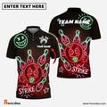 Frenzidea Bowling Neon Bowling Ball Strike Funny Customized Name, Team Name 3D Shirt (4 Colors)