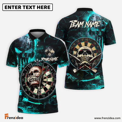 Frenzidea Darts Skull Target Gothic Style Personalized Name, Team Name Shirt (4 Colors)