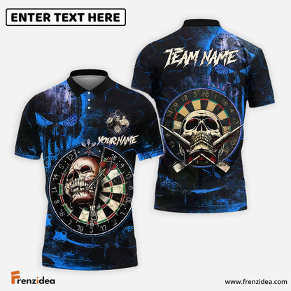 Frenzidea Darts Skull Target Gothic Style Personalized Name, Team Name Shirt (4 Colors)