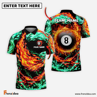 Frenzidea Billiards 8 Ball Double Firestorm Personalized Name Shirt (4 Colors)