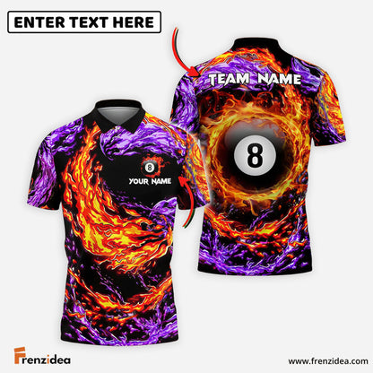 Frenzidea Billiards 8 Ball Double Firestorm Personalized Name Shirt (4 Colors)