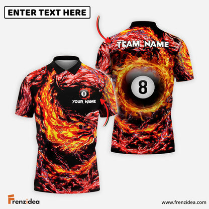 Frenzidea Billiards 8 Ball Double Firestorm Personalized Name Shirt (4 Colors)