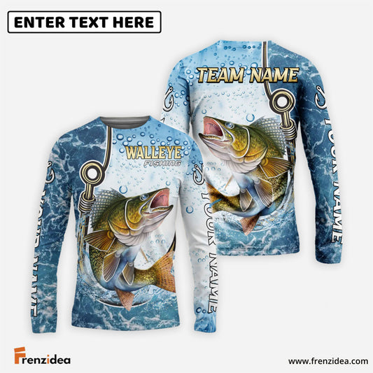 Frenzidea Walleye Fishing Golden Hook Graphic Sport Custom Name & Team Name 3D Shirts