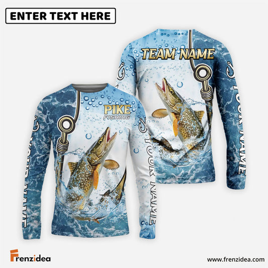 Frenzidea Pike Fishing Golden Hook Graphic Sport Custom Name & Team Name 3D Shirts