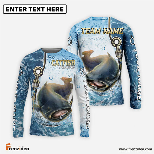 Frenzidea Catfish Fishing Golden Hook Graphic Sport Custom Name & Team Name 3D Shirts