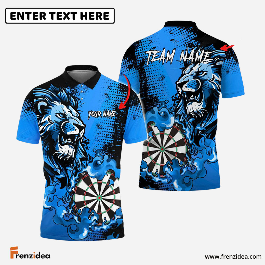 Frenzidea Darts Flame Lion Personalized Name, Team Name 3D Shirt (4 Colors)