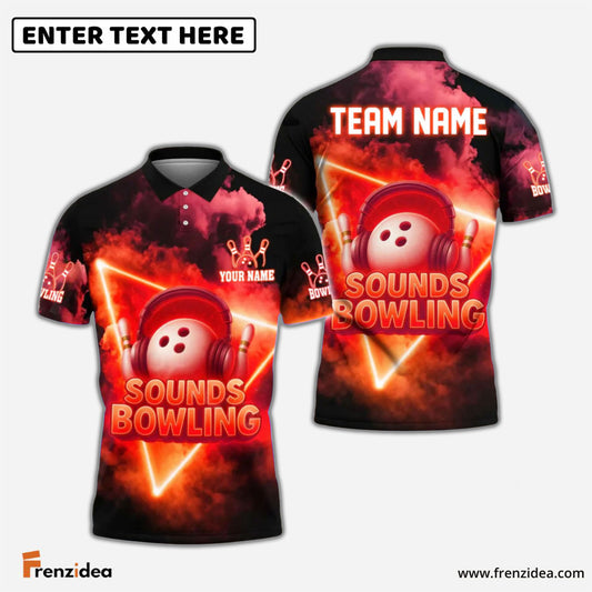 Frenzidea Bowling Sounds Neon DJ Style Customized Name, Team Name 3D Shirt (4 Colors)
