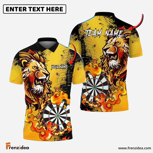 Frenzidea Darts Flame Lion Personalized Name, Team Name 3D Shirt (4 Colors)