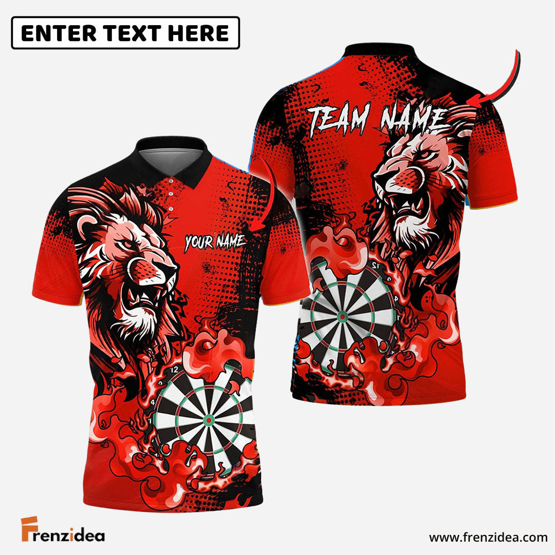 Frenzidea Darts Flame Lion Personalized Name, Team Name 3D Shirt (4 Colors)