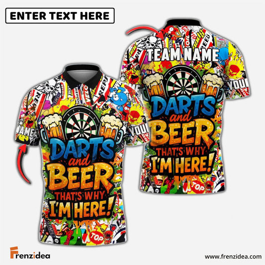 Frenzidea Darts And Beer That's Why I'm Here 2 Personalized Name, Team Name Shirt