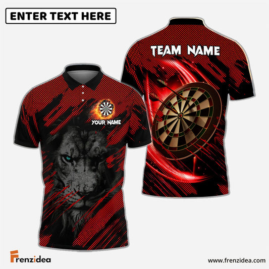 Frenzidea Darts Gazing Lion Personalized Name Team Name Shirt (4 colors)