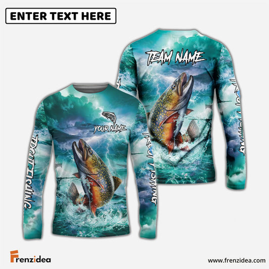Frenzidea Trout Fishing Teal Thunderstorm Name & Team Name 3D Shirts